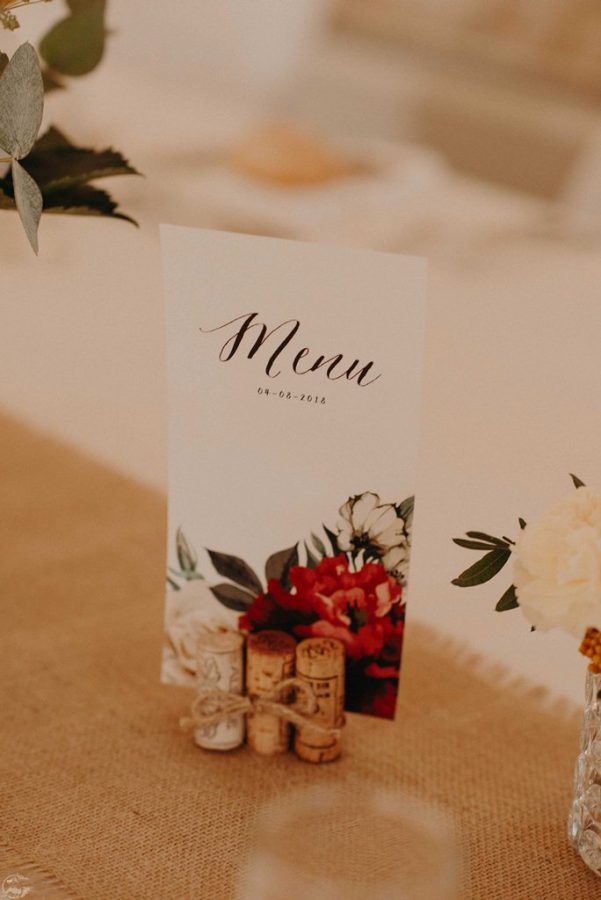 menu mariage pour une decoration fleurie
